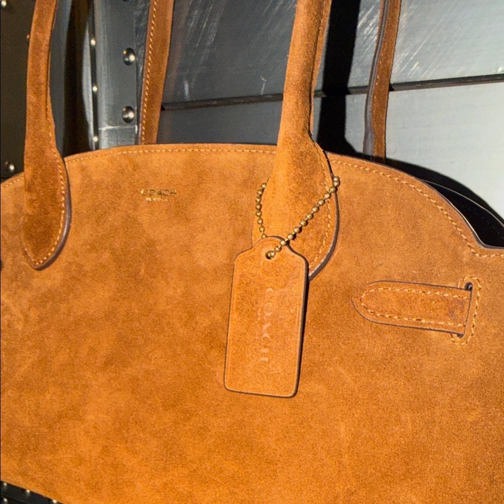 Coach Empire 34 Suede Shoulder Bag Classic Dark Brown Suede LIKE NEW AUTHENTIC ✨ - Picture 2 of 16